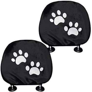 Imagem de Babrukda Conjunto de 2 peças de capas para encosto de cabeça de carro para mulheres, homens, veículos, capas de descanso de cabeça de assento, capa de almofada de cabeça com estampa personalizada cabe na maioria dos carros, Sedan, SUV, acessórios de proteção interior de vansBabrukda one size preto B