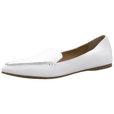Imagem de Steve Madden Mocassim feminino de penas plano, Couro branco, 6