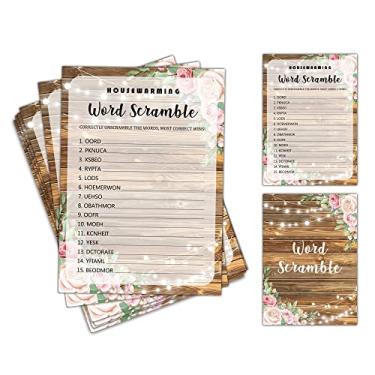 Imagem de Jogo de festa de inauguração de casa, confusão de palavras, ideias de festa de celebração de casa nova floral rústica, novo proprietário/primeira casa/apartamento/decorações de festa em casa - pacote