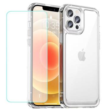 Imagem de Wanyuexes Capa para iPhone 11 Pro 5.8 com protetor de tela de vidro temperado, antiamarelamento, parte traseira rígida de policarbonato e capa protetora de TPU macio para iPhone 11 Pro, transparente