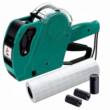 Imagem de KPX Pistola de etiqueta de preço MX5500 com 5150 etiquetas adesivas e tinta extra, 8 dígitos para loja de varejo, mercearia (verde)