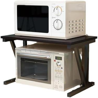 Imagem de Prateleira de temperos para forno de micro-ondas de 2 camadas para cozinha, suporte para torradeira de micro-ondas resistente, organizador de bancada de cozinha, prateleiras de armazenamento