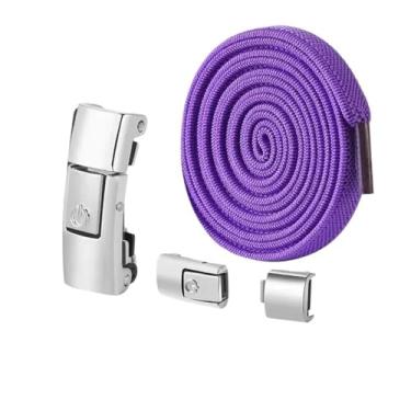 Imagem de Sem Cadarços Cadarços De Pressão Sem Cadarços Elásticos Tênis Crianças Adulto Cadarço Plano Alargado Para Sapatos(Purple)