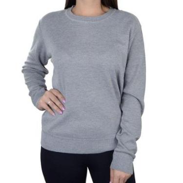 Imagem de Blusa Feminina Facinelli City Lady Tricot Plus Size Cinza Claro- 658072-Feminino