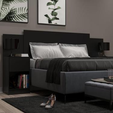 Imagem de Cabeceira de Casal Sublime 2 Gavetas 2 Nichos Preto