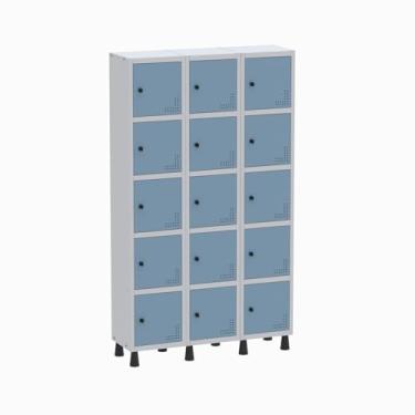 Imagem de Roupeiro Aço Light 3v 15 Portas Gr303/15 Cinza/Azul