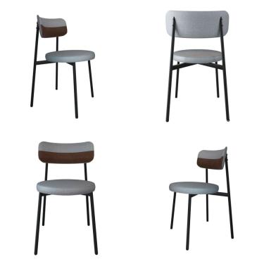 Imagem de Cadeira Kyta Fixa com 4 Pés 50 X 44,7 X 83,8 Cm com 4 Unidades Cinza /Whisky/Preto