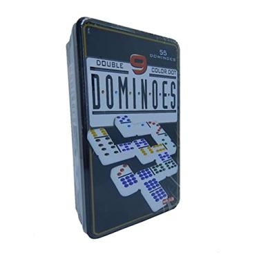 Imagem de Jogo De Dominós 55 Peças E 9 Cores + Lata