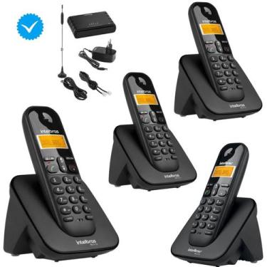Imagem de Telefone Sem Fio Com 3 Ramal Entrada Chip 3G Combo Oficial - Intelbras