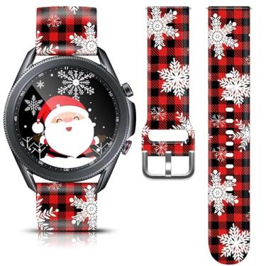 Imagem de Pulseira de relógio de 22 mm para Samsung Galaxy Watch 3 de 45 mm/Galaxy Watch de 46 mm/Gear S3 Frontier, pulseira de silicone mylooverleo estampada com tema natalino e boneco de neve para smartwatch