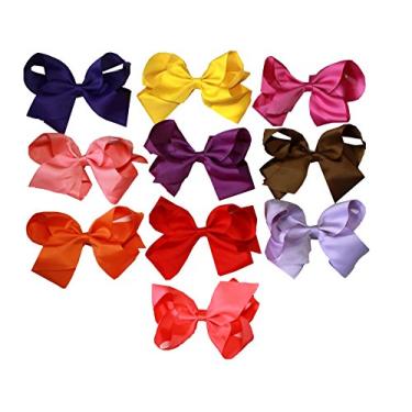 Imagem de K&M Signature Colors Laços de cabelo grandes de 15 cm com clipes de jacaré – Conjunto de 10, Fall Gala