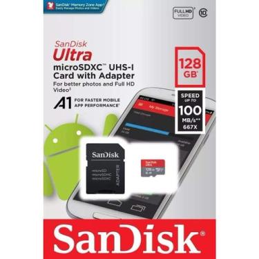 Imagem de Cartão Micro Sd Sandisk A1 Ultra 128Gb 100Mb/S + Adaptador - Geral