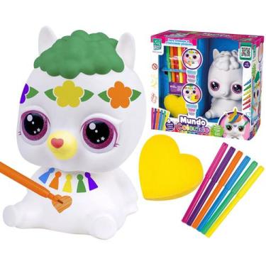 Imagem de Lhama Para Colorir Brinquedo Infantil Boneco Branco Para Pintar Educat