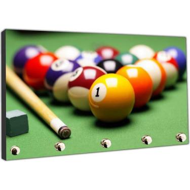 Imagem de Porta Chaves Sinuca Bilhar Taco Bola Sala De Jogos Organizador Chaveir