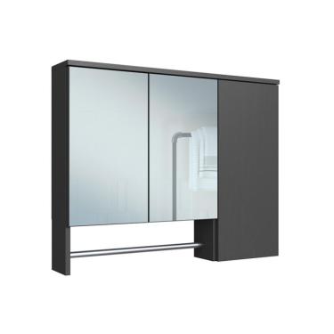 Imagem de Armário de Banheiro com Espelho Cecília 3 PT Mel e Grafite