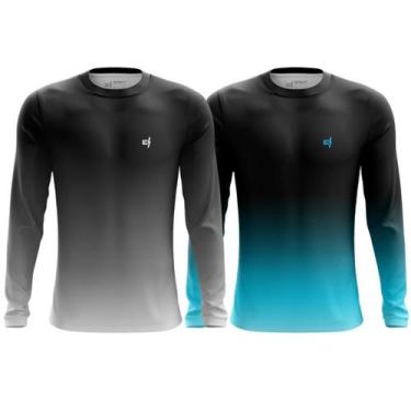 Imagem de Kit 2 Camisa Masculina Manga Longa Camiseta Corrida Bike Estampada Pro