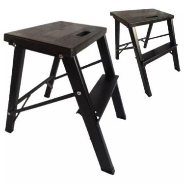 Imagem de Kit 2 Mini Escada Banqueta De Alumínio Dobrável 2 Degraus - HM GARCIA