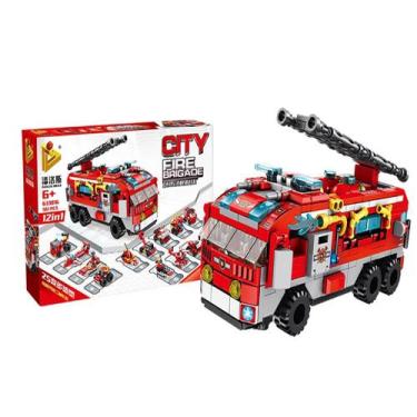 Imagem de Blocos de Montar Cubic 12 Em 1 Caminhao de Bombeiro 558pcs (novo) - Br