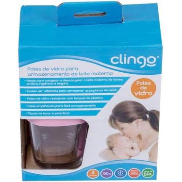 Imagem de Kit 4 Potes de Vidro para Armazenar Leite Materno ou Papinha Clingo, R