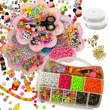 Imagem de Kit Completo de Miçangas com Letras Pingentes Entremeios + Maleta de M