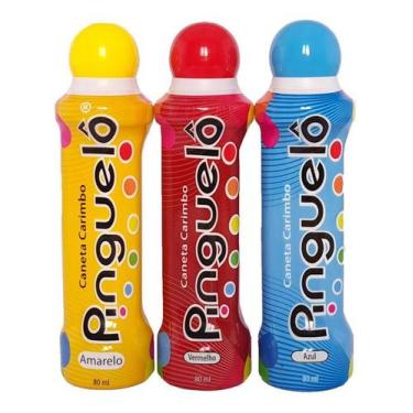 Imagem de Kit 3 Canetas Carimbo Pinguelo 80ml -  Cores Primárias - Pinguelô