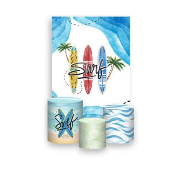 Imagem de Painel De Festa Vertical 1,50 x 2,20 + Trio De Capas Cilindro - Praia 