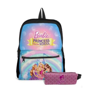 Imagem de Kit Mochila com Bolso e Estojo Infantil Menina Barbie Rosa  - Use Thuc
