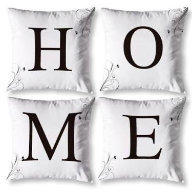 Imagem de Kit 4 Capas de Almofadas Cheias Estampa  HOME - 40cm X 40cm Estampada 