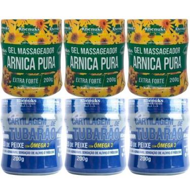 Imagem de Kit 3 Gel Arnica Pura + 3 Gel Cartilagem de Tubarão Ômega 3 - Rhenuks