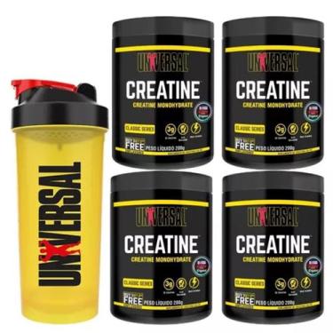 Imagem de Combo 4x Creatina Universal 200g Universal Nutrition + Coqueteleira Un