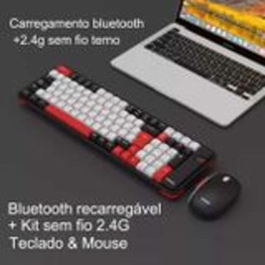 Imagem de Kit Teclado Mouse Sem Fio Recarregável Bluetooth Tablet/Notebook 2.4 -