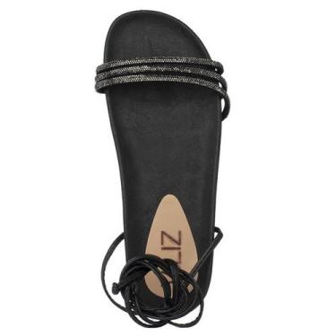 Imagem de Sandália Papete Brilho Feminina  Com Amarração - NoBrand, Preto, 39