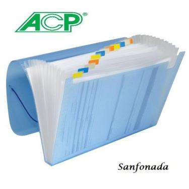 Imagem de Pasta Sanfonada Plastica A4 12 Divisões Cores A Escolha ACP,  Azul