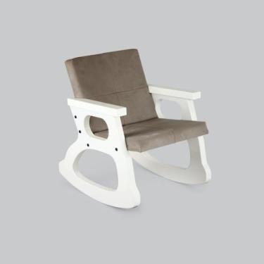 Imagem de Cadeira De Balanço Infantil Off White Quarto Sala Varanda Poltrona Bri