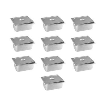 Imagem de Cuba Gn Com Tampa Inox 1/1x150mm  E0,7 Kit 10pçs - Ipe Cozinhas