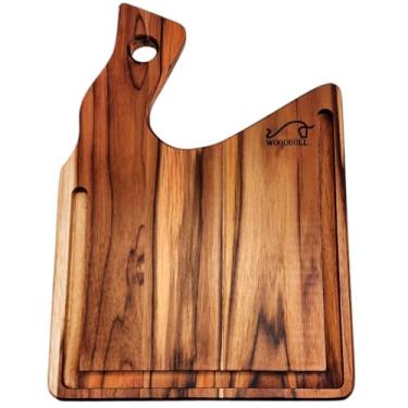 Imagem de Tábua de Churrasco e Corte em Madeira Teca 40x27 cm, Perfeita para Preparar, Cortar e Servir Carnes com Estilo e Praticidade – Life BBQ – WOODBULL.