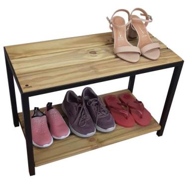 Imagem de Banco Sapateira Strassis Design SD-5007 Metal e Madeira Cor: Preta