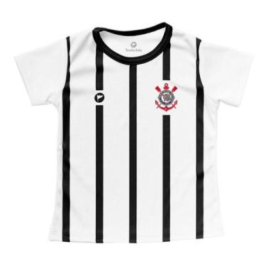 Imagem de Baby Look Corinthians Bebê Listrada Branca Oficial - Torcida Baby, P