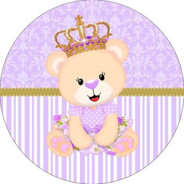 Imagem de Painel De Festa Redondo 1,50x1,50 - Ursinha Princesa Lilás 041 - Via C