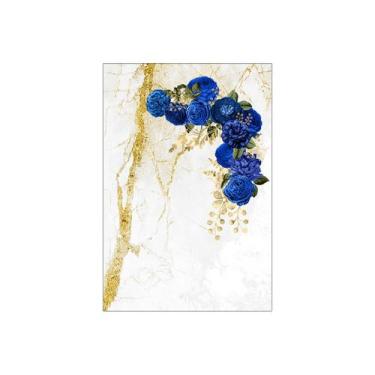 Imagem de Painel De Festa Vertical 1,50 x 2,20 - Geométrico Floral Azul Com Dour