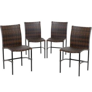 Imagem de Kit 4 Cadeiras de Jantar  Em Fibra Sintética Trama Dupla Para Área Gou