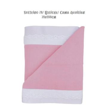 Imagem de Jogo de Lençol 3 Peças Solteiro 78 Beliche Bordado Inglês Rosa Arrumad