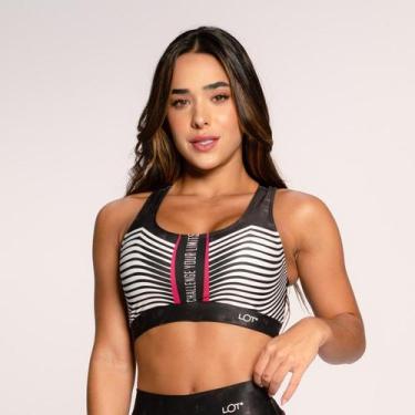 Imagem de Top Fitness Suplex Estampado Cruzado nas Costas Rosa Challen - LOT FIT