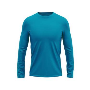 Imagem de Camisa Manga Longa Masculina Proteção Uv 50+ Térmica Dry Fit Azul Turq