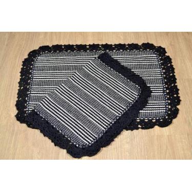 Imagem de Par de Tapetes de Tear com Bico de Crochê - Preto - Arte & Tear