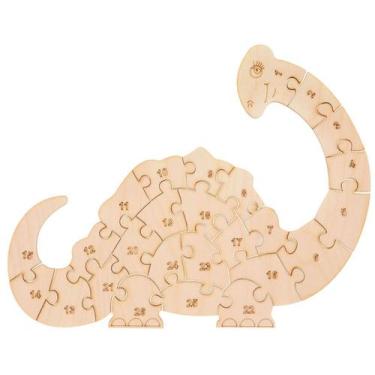 Imagem de Quebra Cabeça Dinossauro Mdf Cru 3mm - Brinquedo Educativo Montessori 
