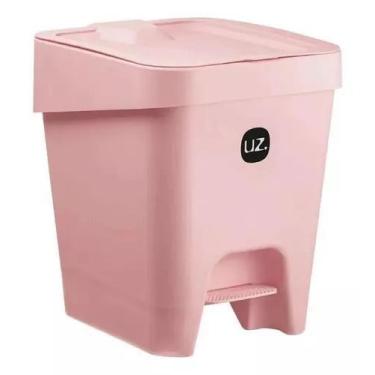 Imagem de Lixeira Pedal Cozinha/banheiro Slim Premium 15l Rosa Uz - UZ 