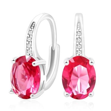 Imagem de Uloveido Brincos femininos com alavanca de cristal oval CZ banhado a platina, brincos hipoalergênicos para casamento, noivado, Natal, presente de aniversário para mãe, esposa, amiga YA5123, Latão