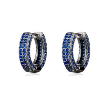 Imagem de OYOGAA Brincos de argola preta para homens - Brincos coloridos de zircônia cúbica vermelha e verde Daimond Cartilagem da moda feminina masculina Hoop Huggie Aretes Negros Para Hombre, Prata esterlina