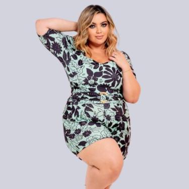 Imagem de Conjunto Feminino Plus Size Cropped Short Estampado 46 ao 50 - Bellucy